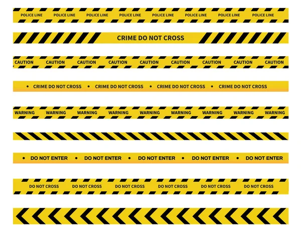 Caution Danger Tapes Warning Tape Black Yellow Line Striped Police — Stock Vector