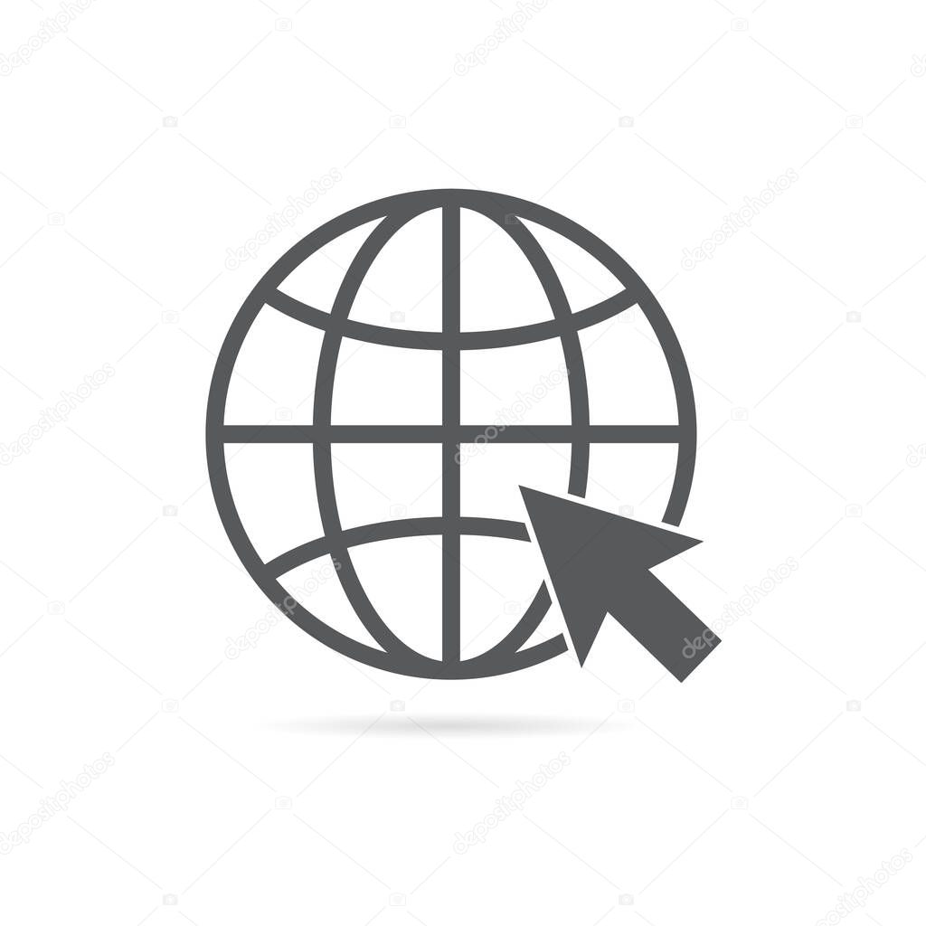 Website icon. Globe symbol. Vector illustration. on white background