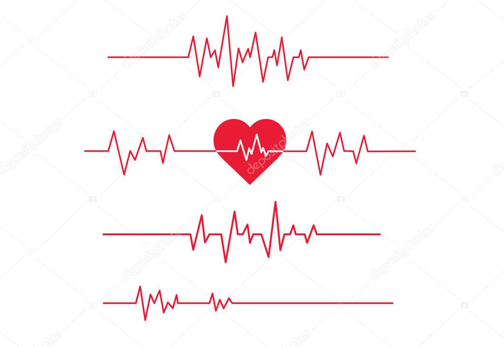 Red heartbeat line icon. Vector illustration. on white background