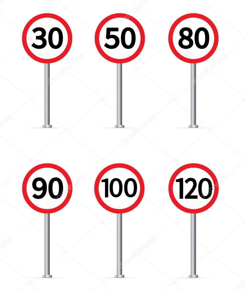 Speed limit traffic sign. Vector illustration. on white background
