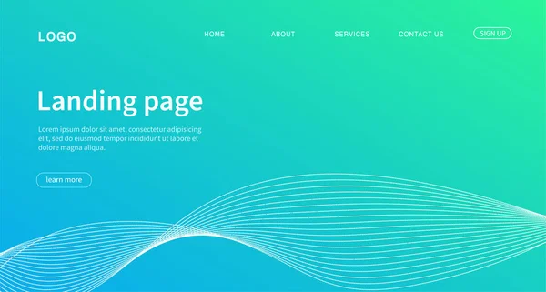 Modèle Moderne Conception Page Web Lignes Abstraites Ondulent Fond Dégradé — Image vectorielle