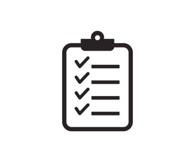 Kontrol listesi simgesi. Beyaz arkaplanda pano simgesi. Vektör illüstrasyonu.