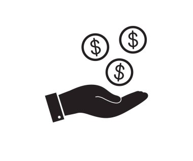 Dolar el ikonu. Para ikonunu sakla. Vektör illüstrasyonu.