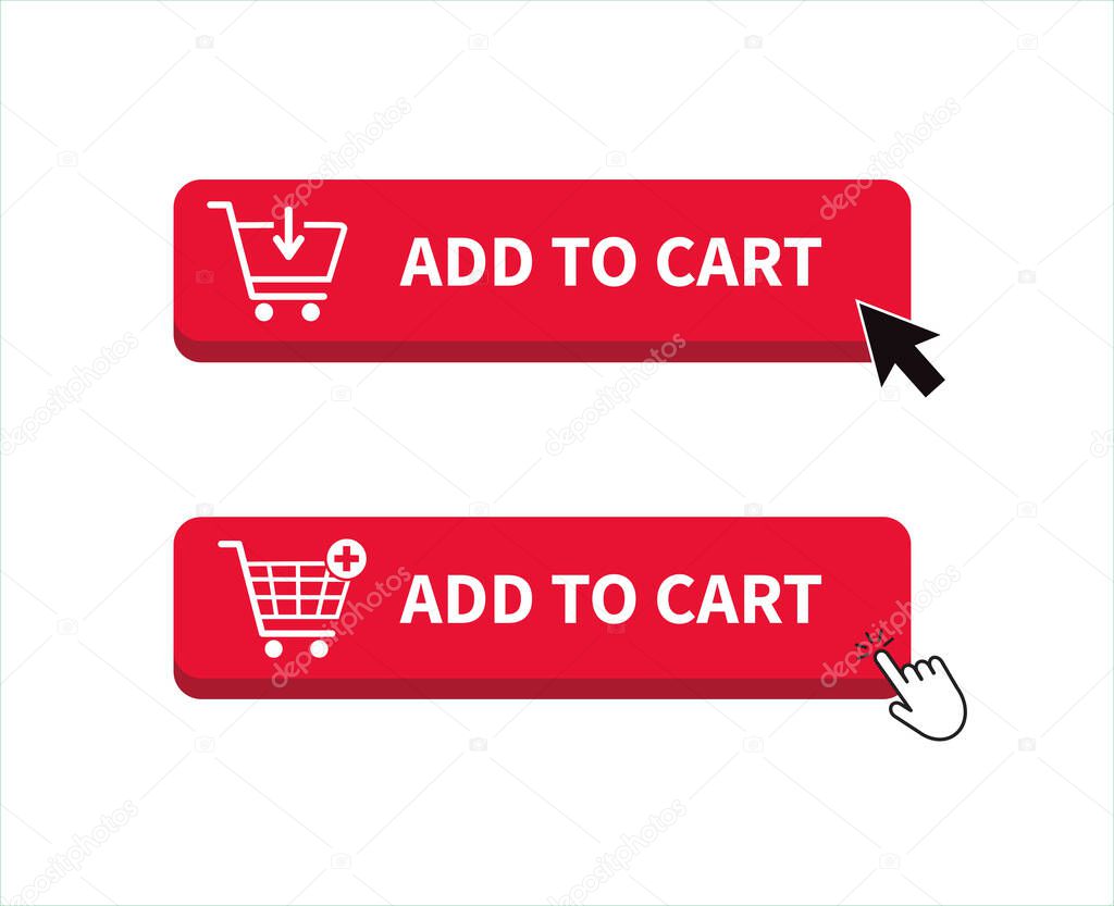 Add to cart icon. Shopping Cart icon. Hand clicking. Vector illustration.