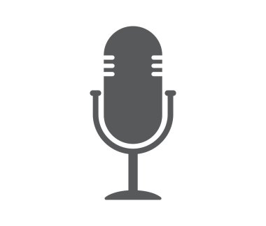 Mikrofon simgesi. Beyaz arkaplanda Podcast radyo simgesi. Vektör illüstrasyonu.