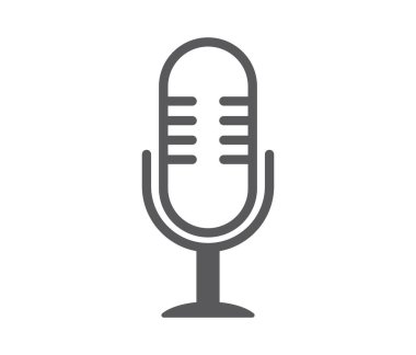 Mikrofon simgesi. Beyaz arkaplanda Podcast radyo simgesi. Vektör illüstrasyonu.