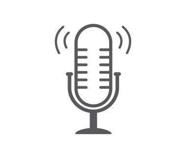 Mikrofon simgesi. Beyaz arkaplanda Podcast radyo simgesi. Vektör illüstrasyonu.