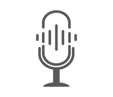 Mikrofon simgesi. Beyaz arkaplanda Podcast radyo simgesi. Vektör illüstrasyonu.
