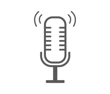 Mikrofon simgesi. Beyaz arkaplanda Podcast radyo simgesi. Vektör illüstrasyonu.
