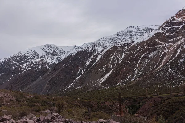 Paesaggio Montano Durante Inverno Valle Valds Cajon Del Maipo Ande — Foto Stock