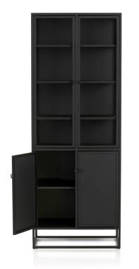 Modern boş çelik çerçeve ekran kabinesi açık kapı, Casement kabinesi, izole.