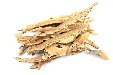 Kurutulmuş lingzhi mantarlı ganoderma ve delinmiş güve.