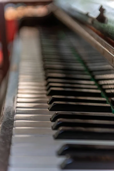 Piano keys in low angle