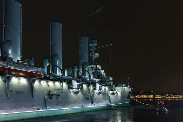 Oroszország Neva Töltés Aurora Múzeumi Hajó Szentpéterváron Aurora Balti Flotta — Stock Fotó