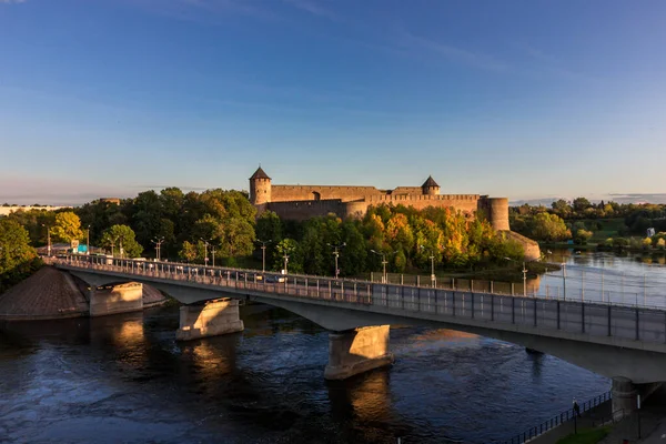 Russia Ivangorod Panoramic View Ivangorod Fortress Border Russia Estonia Banks — Stock Photo, Image