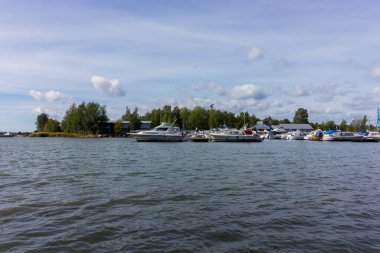 Helsinki, Finlandiya - 02 Eylül 2019: yat limanı.