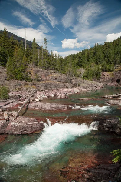 Mcdonald Creek Red Rock Point Sun Road Glacier National Park — стокове фото