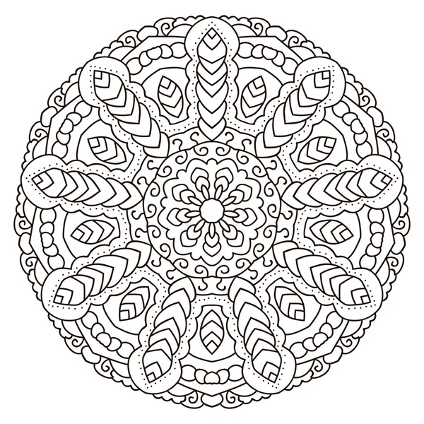 Mandala for coloring book, circular ethnic ornament. — Stock Vector