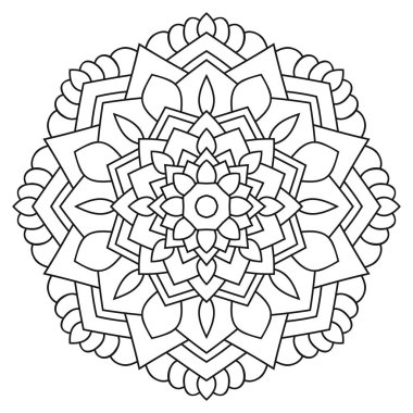 Circular symmetric mandala on white background. Illustration of clipart