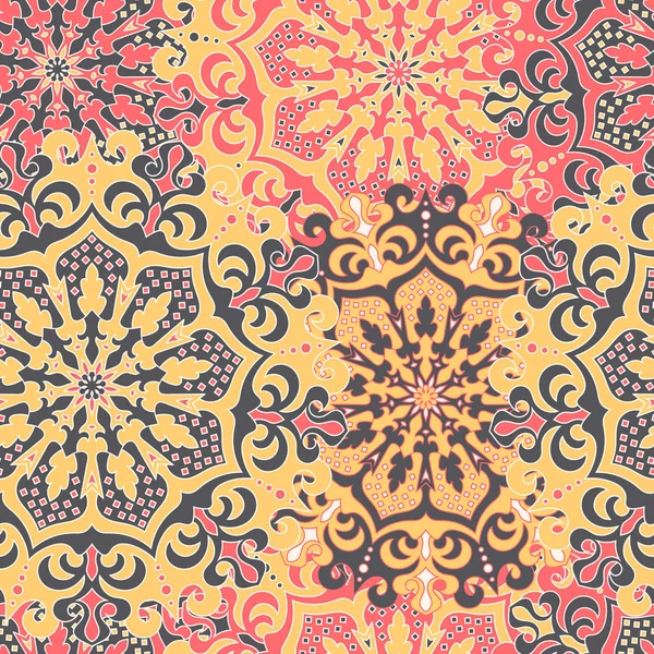 Simetrik mandalalar ile Seamless modeli. Etnik dokusu içinde