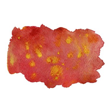 Kırmızı ve sarı sıçraması ile sulu boya spot. Elle çizilmiş