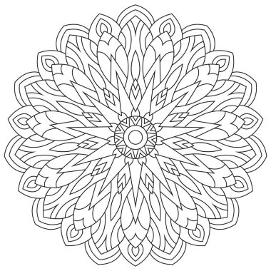 Dairesel geometrik süsleme. Kitap sayfa boyama için yuvarlak anahat Mandala