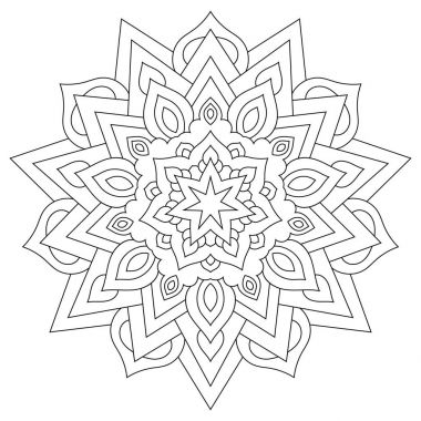 Dairesel geometrik süsleme. Kitap sayfa boyama için yuvarlak anahat Mandala