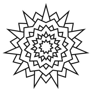 Etnik dairesel simetrik desen. Siyah ve beyaz mandala boyama.