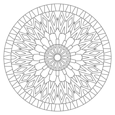 Dairesel geometrik süsleme. Yuvarlak Mandala için anahat
