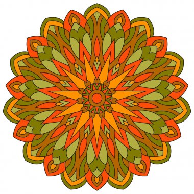 Beyaz izole renkli etnik antik süsleme mandala