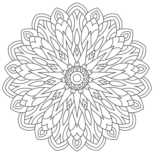 Dairesel geometrik süsleme. Kitap sayfa boyama için yuvarlak anahat Mandala