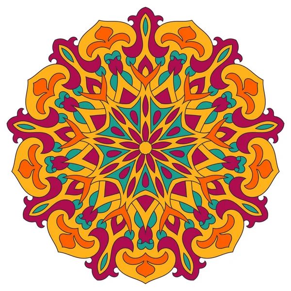 Цветная мандала векторный этнический шаблон, круглый симметричный — стоковый вектор