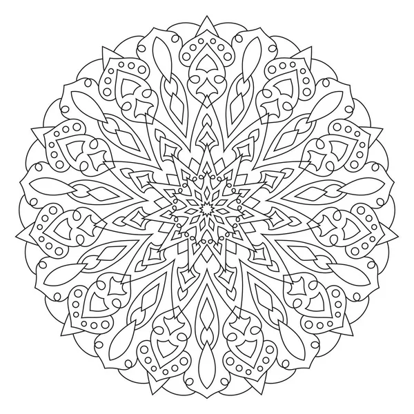 Ornamento geometrico circolare. Profilo rotondo Mandala per colorare pagina del libro . — Vettoriale Stock