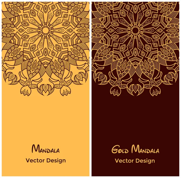 Etnik desenli el ilanı şablonları kümesi. Doğu dairesel süsleme