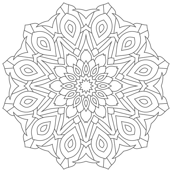 Dairesel geometrik süsleme. Kitap sayfa boyama için yuvarlak anahat Mandala