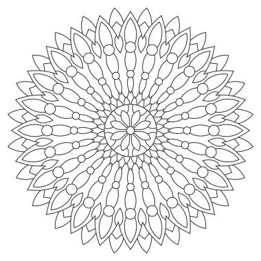 Dairesel geometrik süsleme. Kitap sayfa boyama için yuvarlak anahat Mandala.