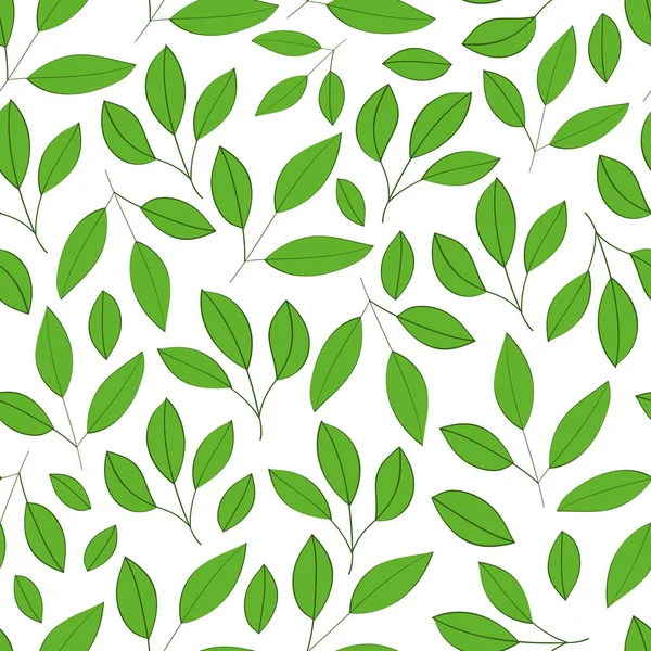Безшовний візерунок з зеленим весняним листям і гілками на — стоковий вектор