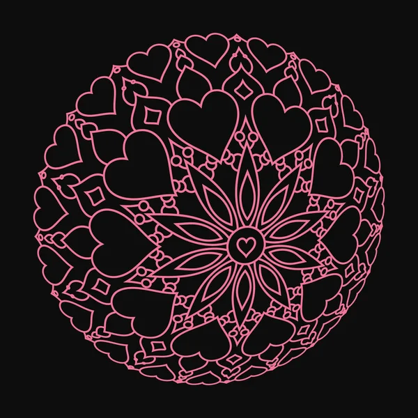 Siyah yürekleri pembe mandala bozuk