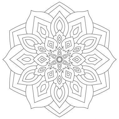 Yaprakları ve beyaz bir arka plan üzerinde kalpleri ile çiçek mandala.