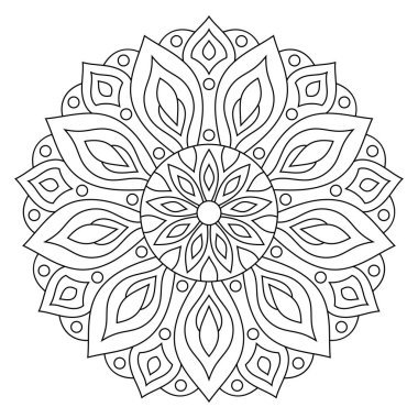 Dairesel geometrik süsleme. Kitap sayfa boyama için yuvarlak anahat Mandala