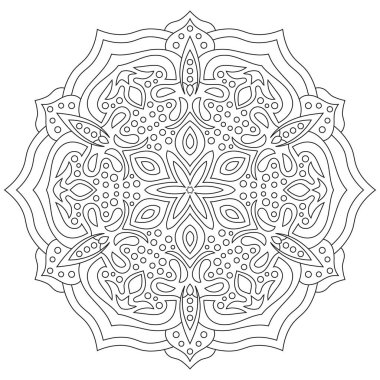 Dairesel geometrik süsleme. Kitap sayfa boyama için yuvarlak anahat Mandala