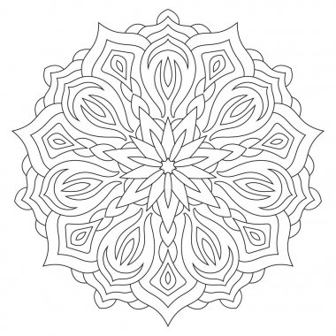 Beyaz arka plan üzerinde çiçek mandala. Boyama kitabı sayfası.