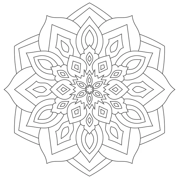 Mandala floreale con foglie e cuori su sfondo bianco . — Vettoriale Stock