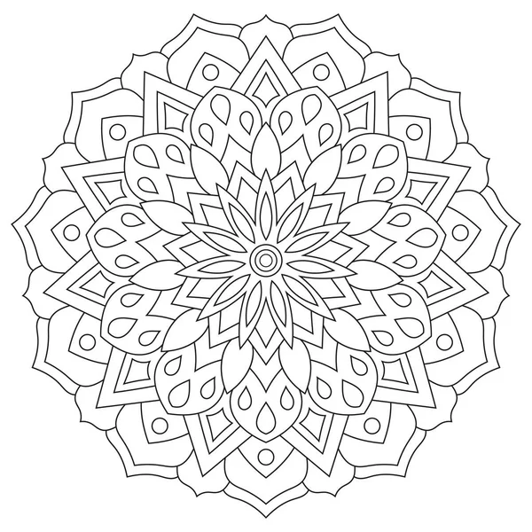 Ornamento geometrico circolare. Profilo rotondo Mandala per la pagina libro da colorare. Elementi decorativi vintage — Vettoriale Stock