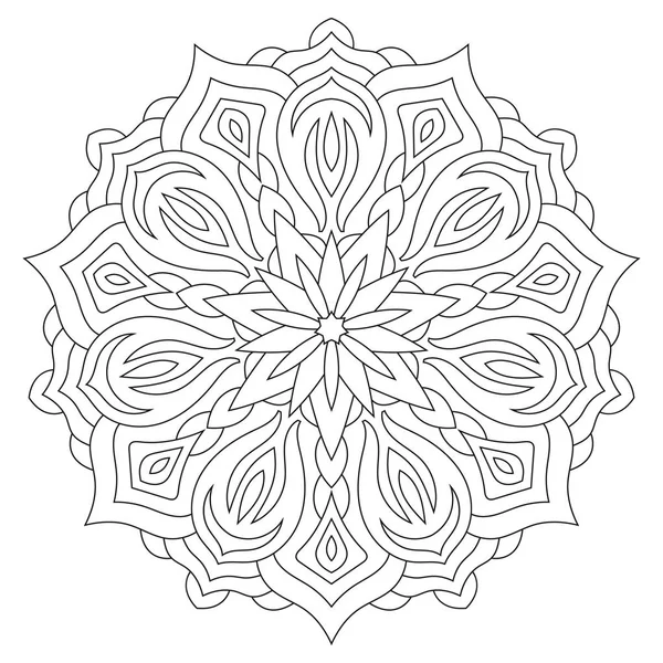 Flower mandala on white background. Coloring book page. — Stock Vector