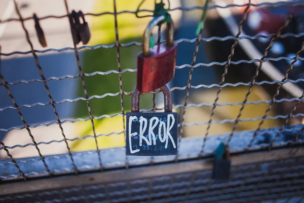 Relazione Complicata Errore Errore Rompere Lucchetti Con Cuore Errore Una — Foto Stock