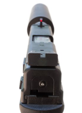 Handgun with a silencer clipart