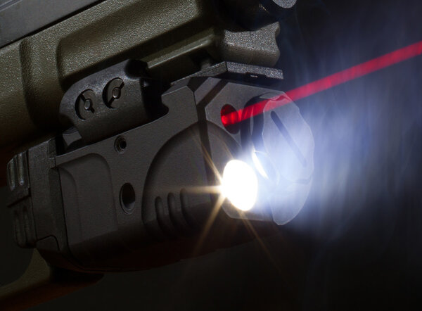 Laser aiming on a handgun