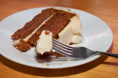 First bite of carrot cake