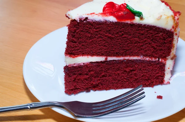 Red cake and fork — Stock Photo, Image